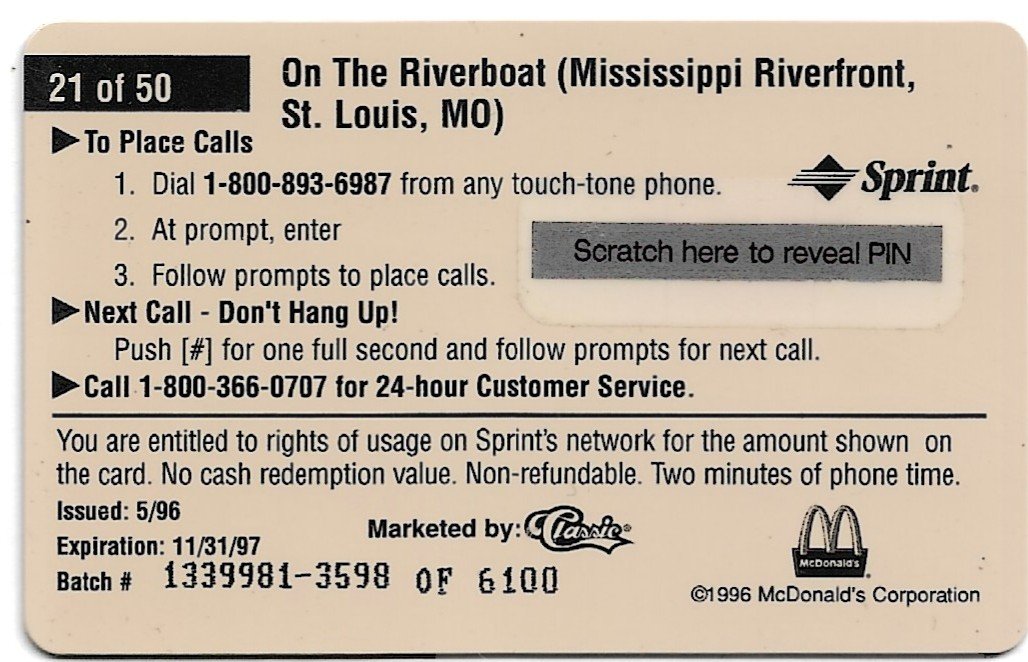 TARJETA TELEFONICA PREPAGA EDICIÓN MCDONALD ´S $2