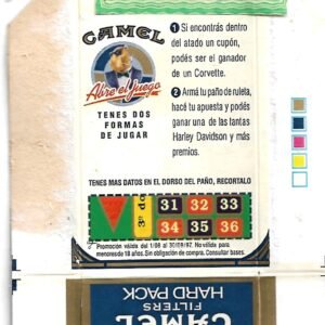 MARQUILLA CAMEL 10 CIGARRILLOS INDUSTRIA ARGENTINA BOX