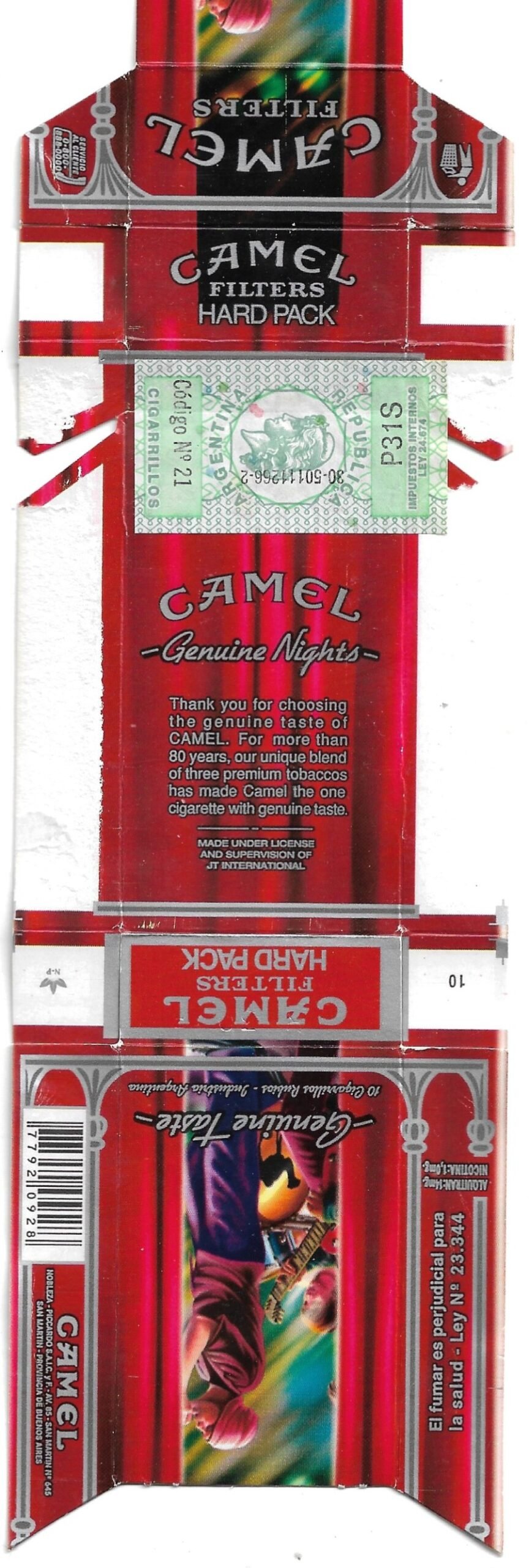 MARQUILLA CAMEL 10 CIGARRILLOS INDUSTRIA ARGENTINA BOX