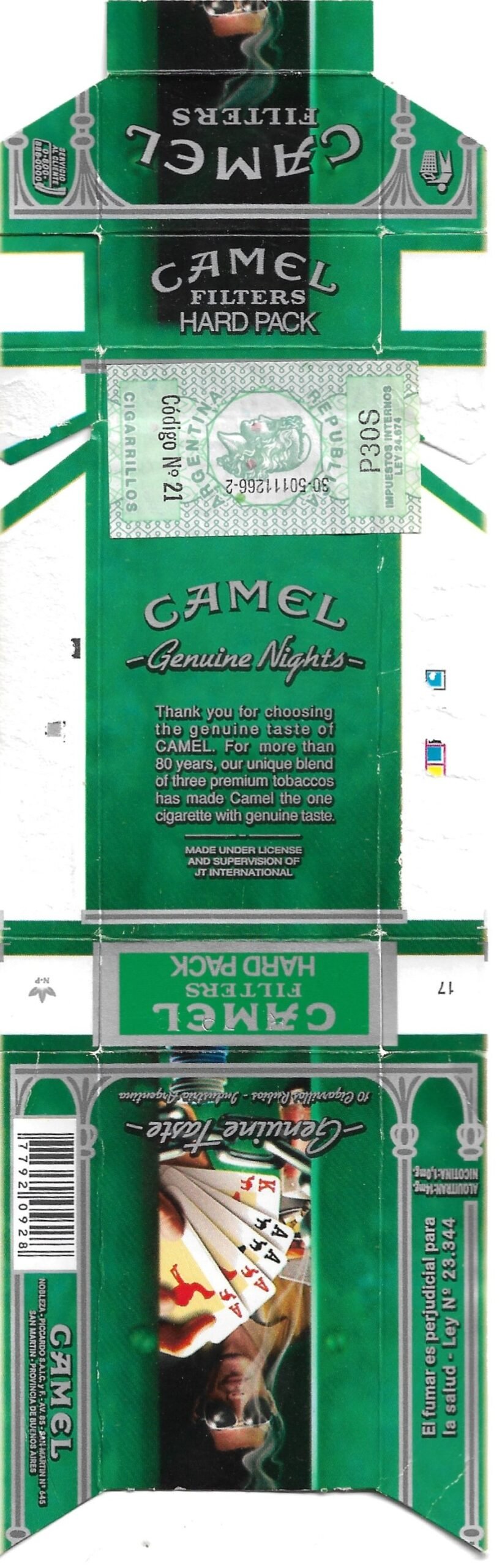MARQUILLA CAMEL 10 CIGARRILLOS INDUSTRIA ARGENTINA BOX