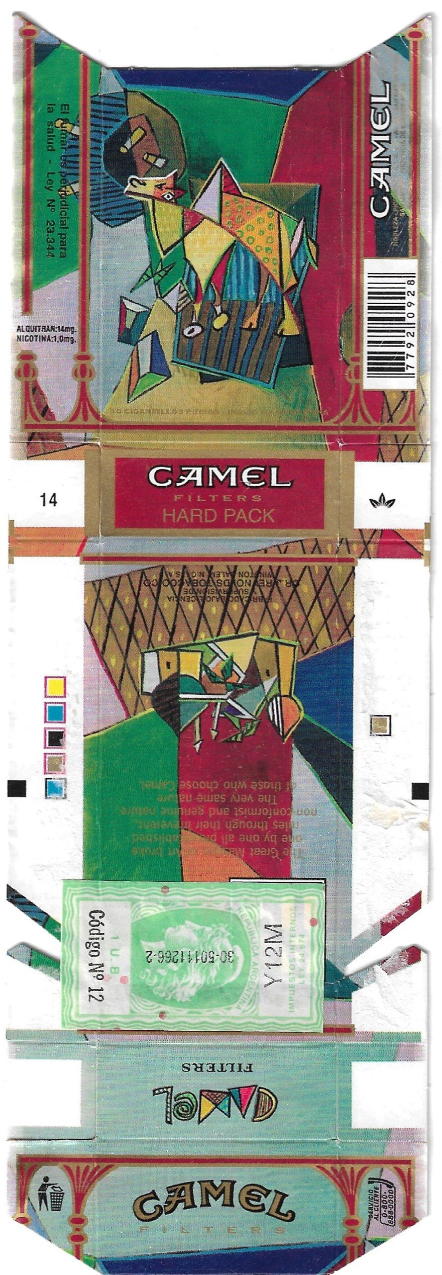MARQUILLA CAMEL 10 CIGARRILLOS INDUSTRIA ARGENTINA BOX