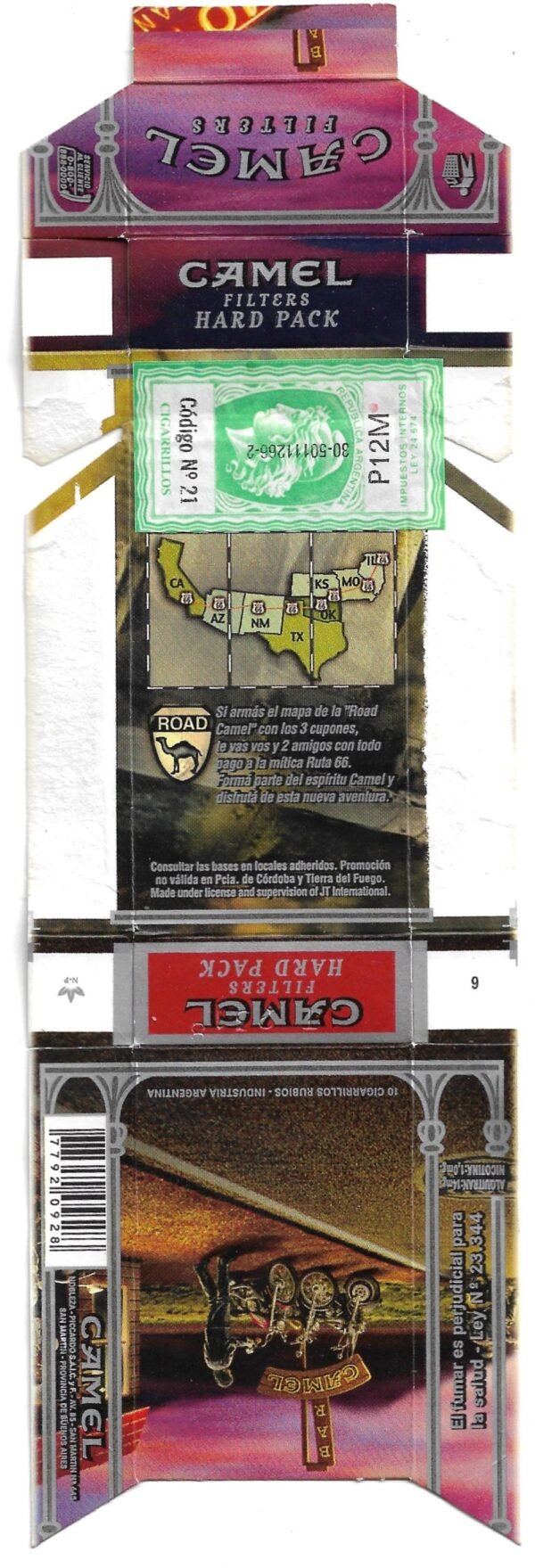 MARQUILLA CAMEL 10 CIGARRILLOS INDUSTRIA ARGENTINA BOX