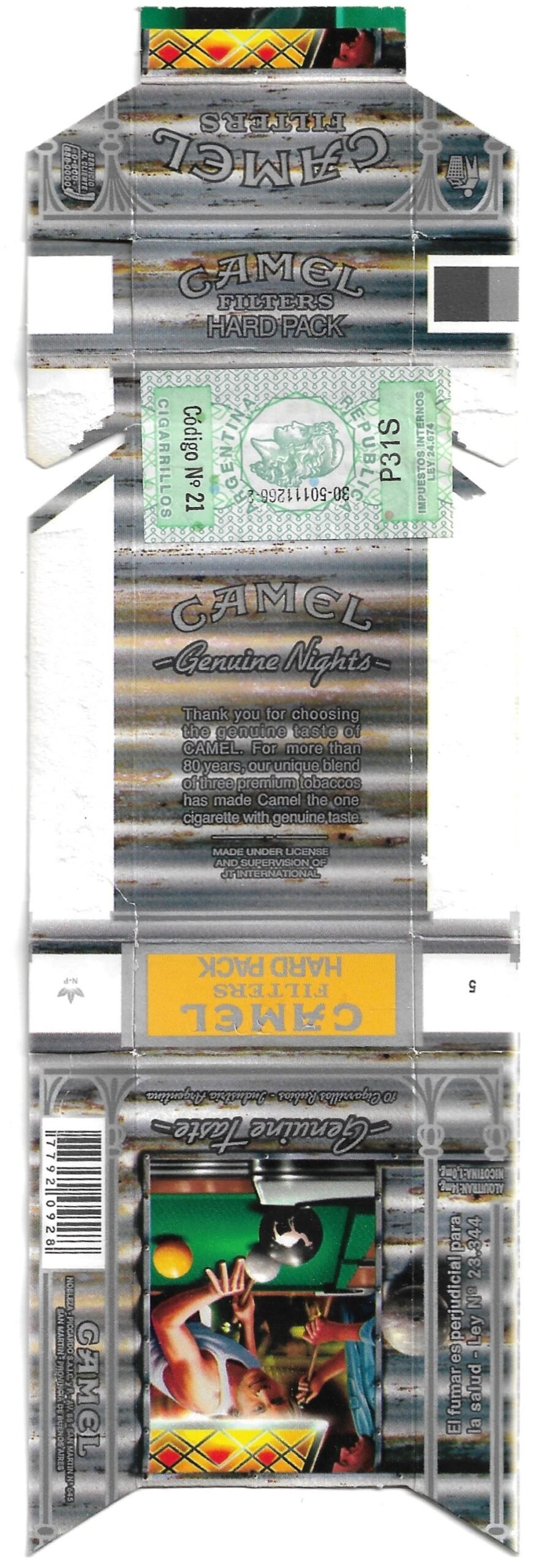 MARQUILLA CAMEL 10 CIGARRILLOS INDUSTRIA ARGENTINA BOX
