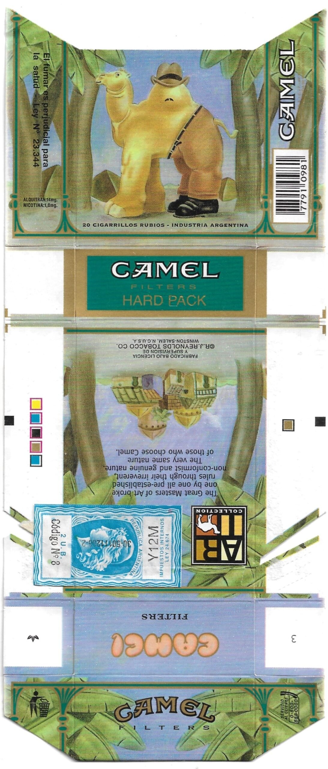 MARQUILLA CAMEL 10 CIGARRILLOS INDUSTRIA ARGENTINA BOX