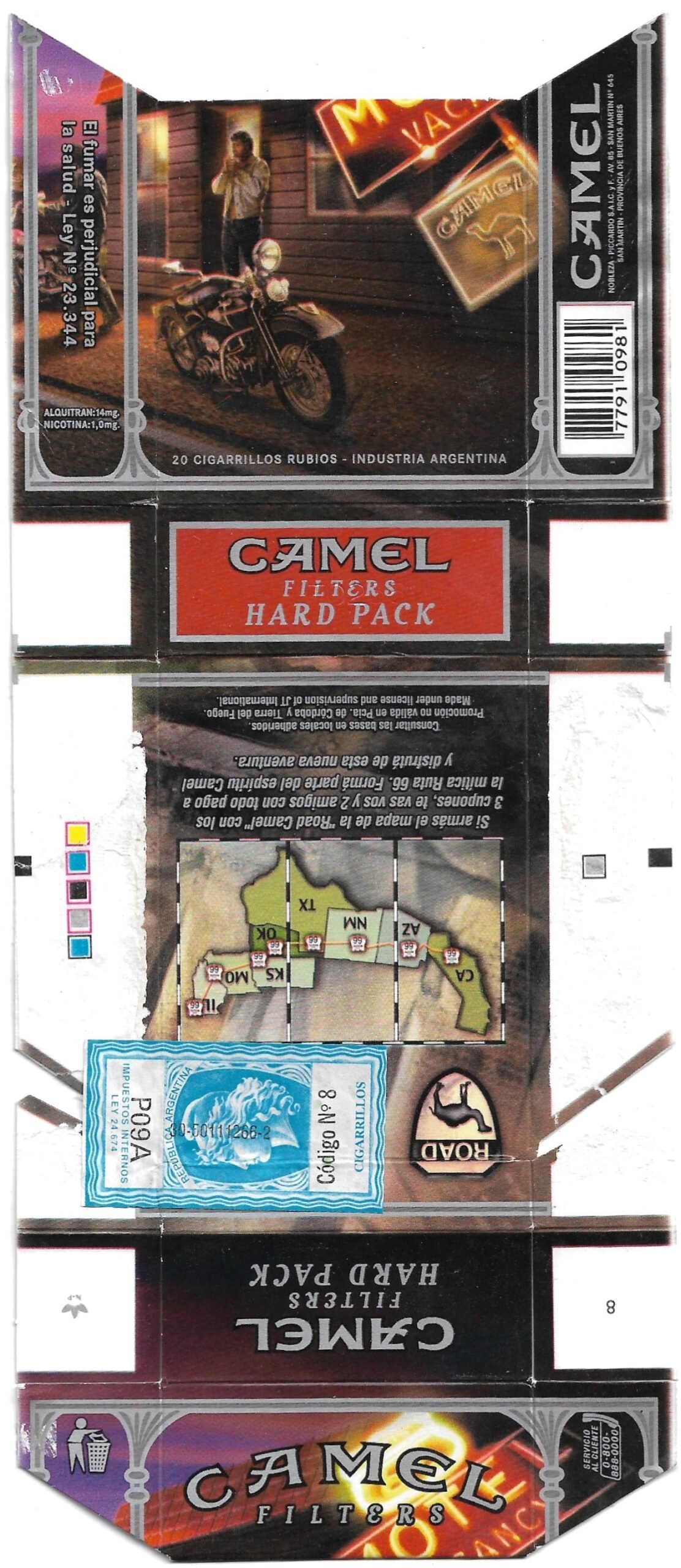 MARQUILLA CAMEL 10 CIGARRILLOS INDUSTRIA ARGENTINA BOX