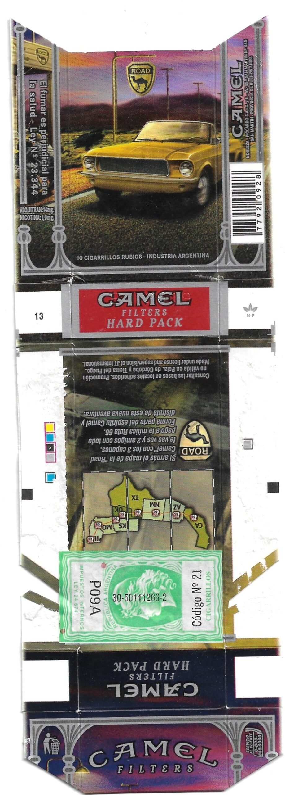 MARQUILLA CAMEL 10 CIGARRILLOS INDUSTRIA ARGENTINA BOX