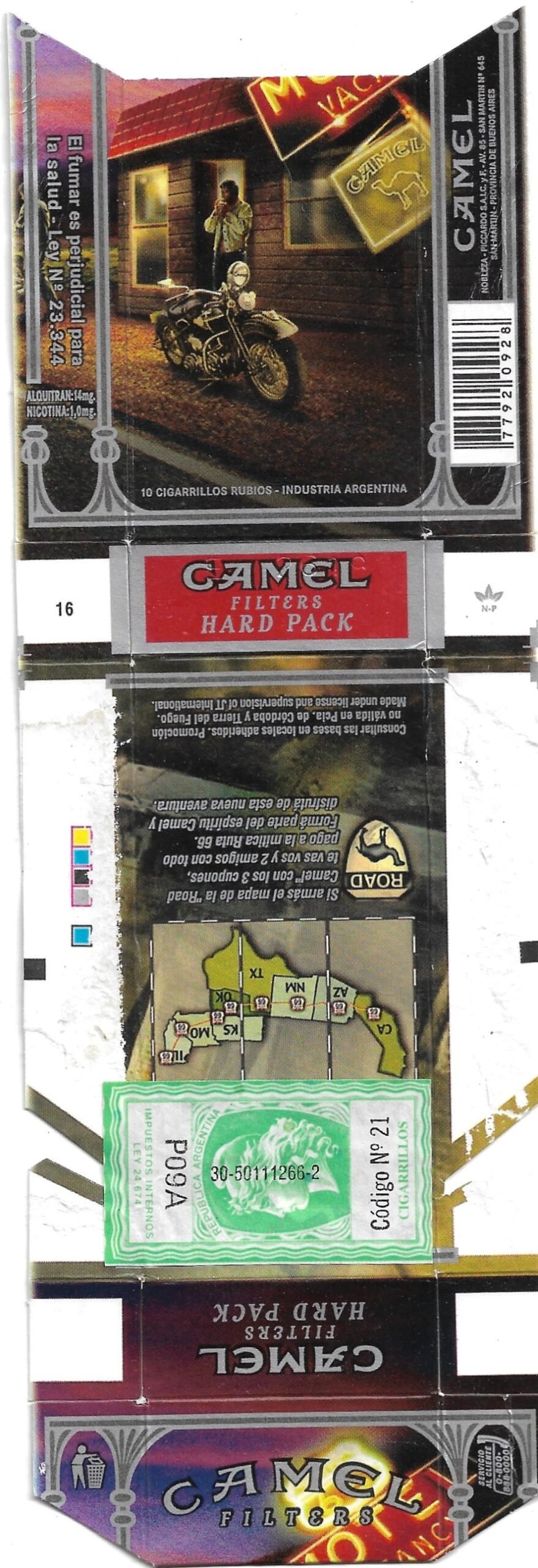 MARQUILLA CAMEL 10 CIGARRILLOS INDUSTRIA ARGENTINA BOX