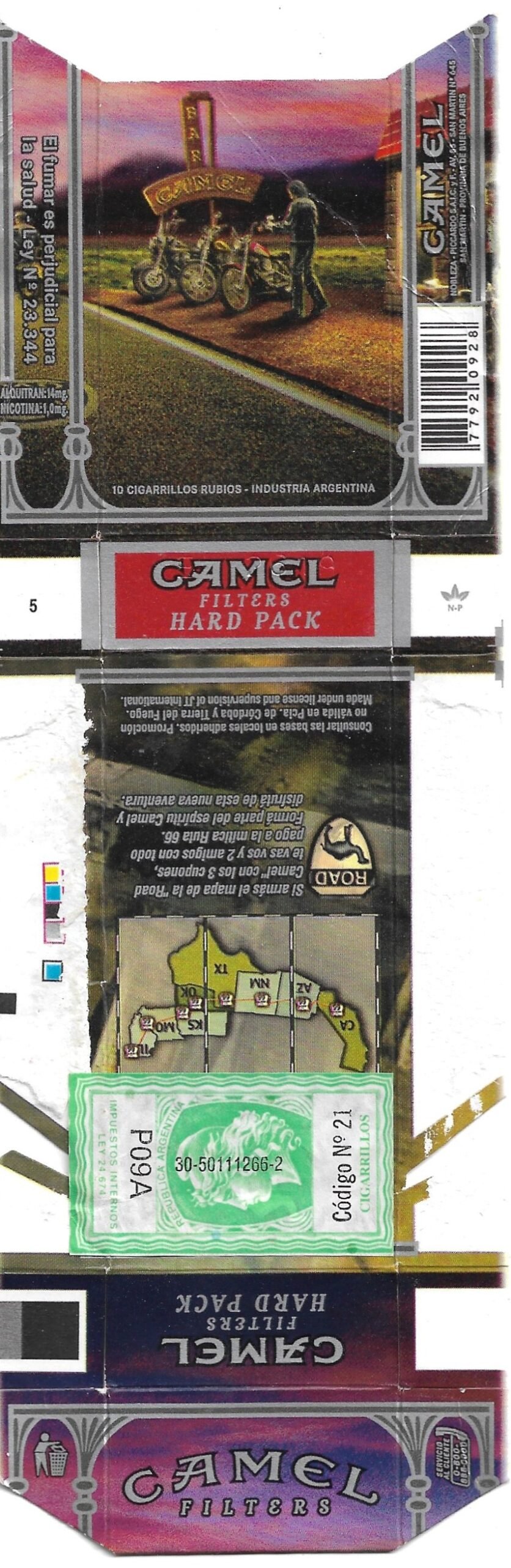 MARQUILLA CAMEL 10 CIGARRILLOS INDUSTRIA ARGENTINA BOX