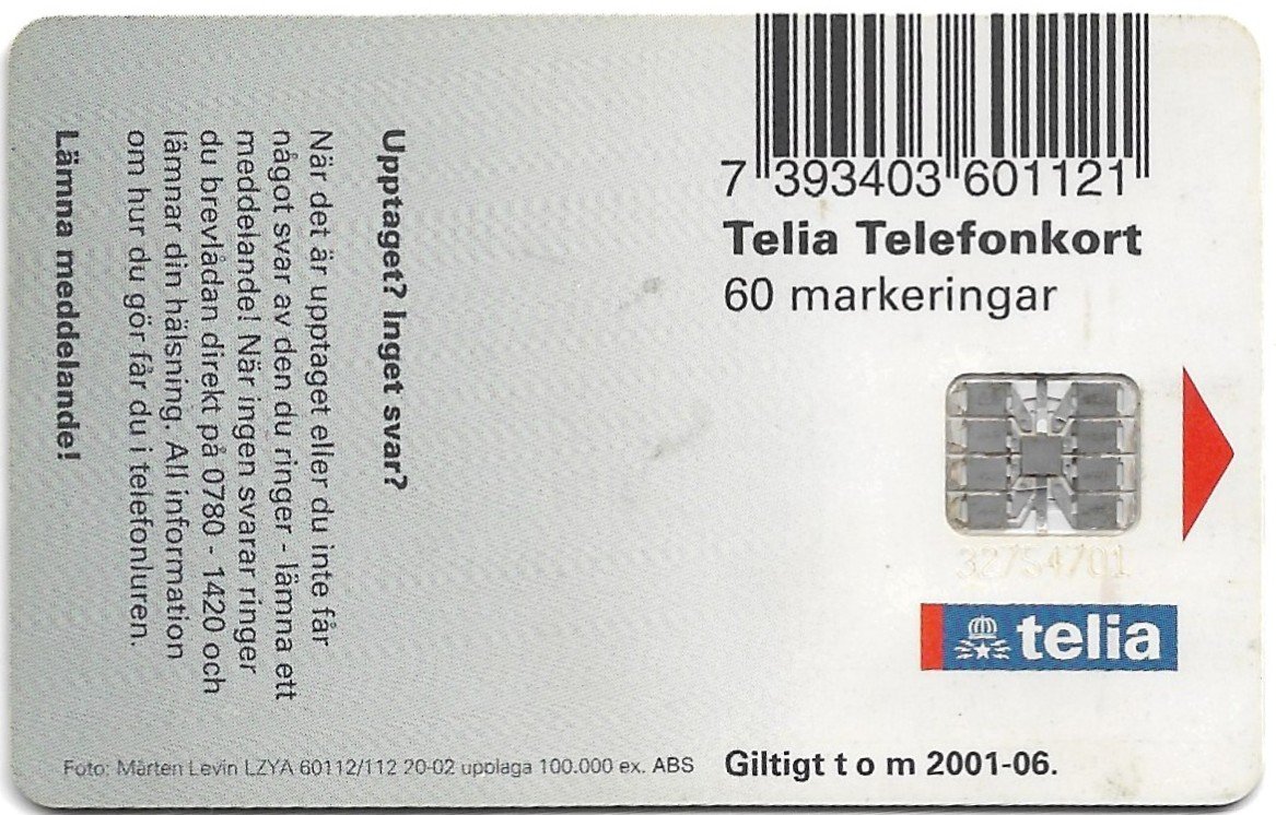 TARJETA TELEFONICA SUECIA 60 UNIDADES PUBLICIDAD 2002