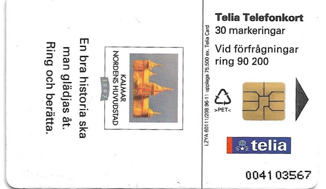 TARJETA TELEFONICA SUECIA 30 UNIDADES ARTE 1996