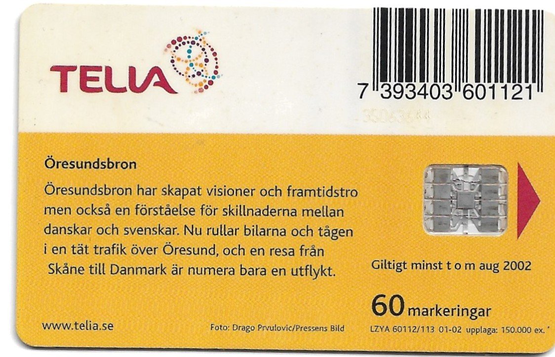 TARJETA TELEFONICA SUECIA 60 UNIDADES PUBLICIDAD 2002