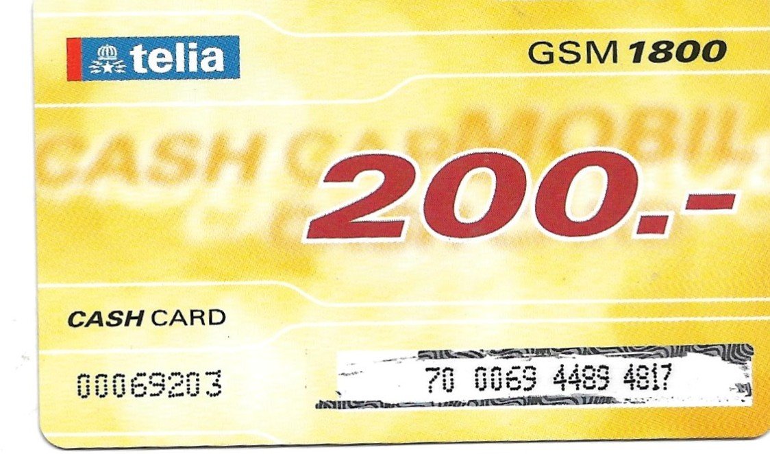TARJETA DE DINERO DE TELIA 200.-