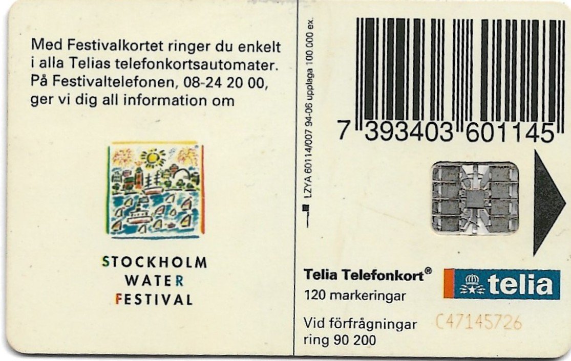 TARJETA TELEFONICA SUECIA 120 UNIDADES PUBLICIDAD 1994