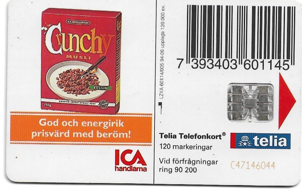 TARJETA TELEFONICA SUECIA 120 UNIDADES ICA KINDKART 1994