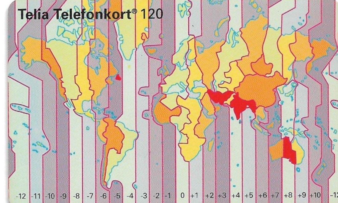 TARJETA TELEFONICA SUECIA 120 UNIDADES MAPA GLOBAL 1994