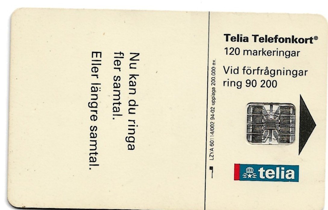 TARJETA TELEFONICA SUECIA 120 UNIDADES ARTE 1994