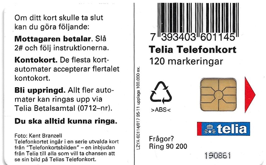 TARJETA TELEFONICA SUECIA 120 UNIDADES CIUDAD 1995