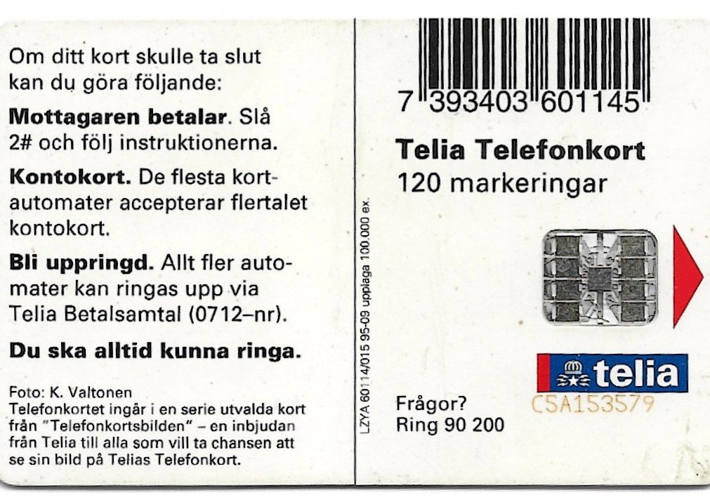TARJETA TELEFONICA SUECIA 120 UNIDADES PAISAJE 1995