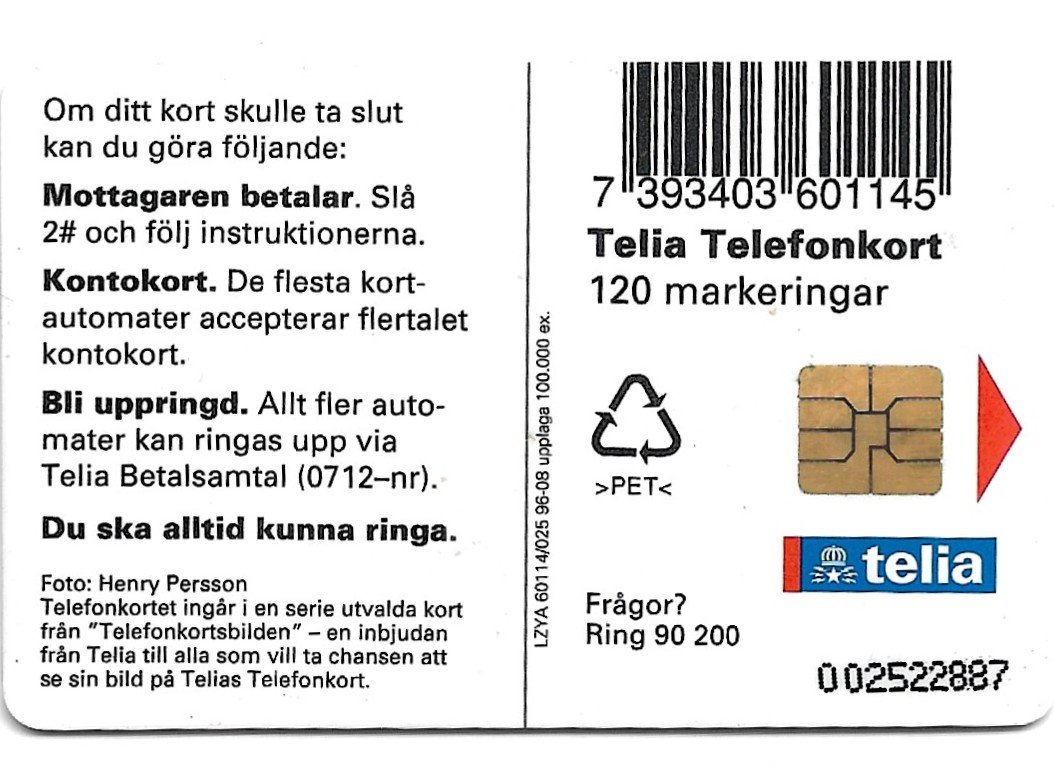 TARJETA TELEFONICA SUECIA 120 UNIDADES ANIMALES 1996