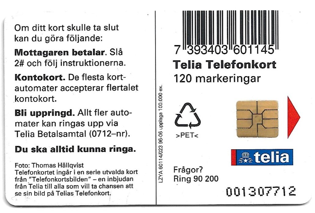 TARJETA TELEFONICA SUECIA 120 UNIDADES ANIMALES 1996