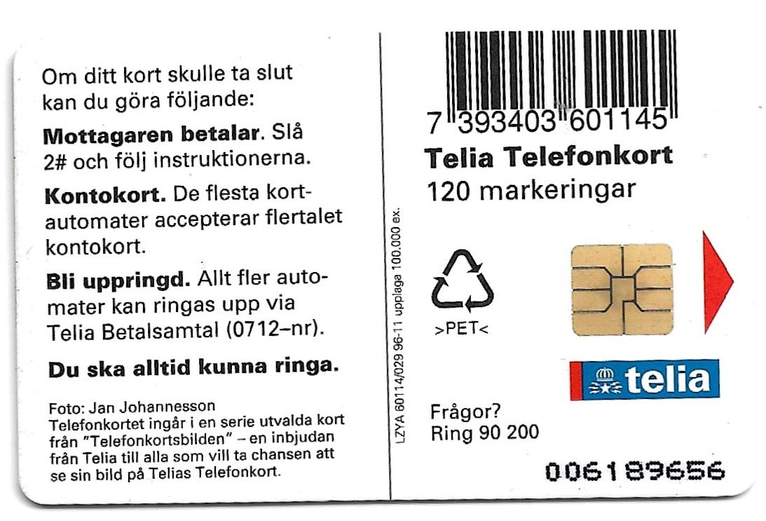 TARJETA TELEFONICA SUECIA 120 UNIDADES PAISAJE 1996