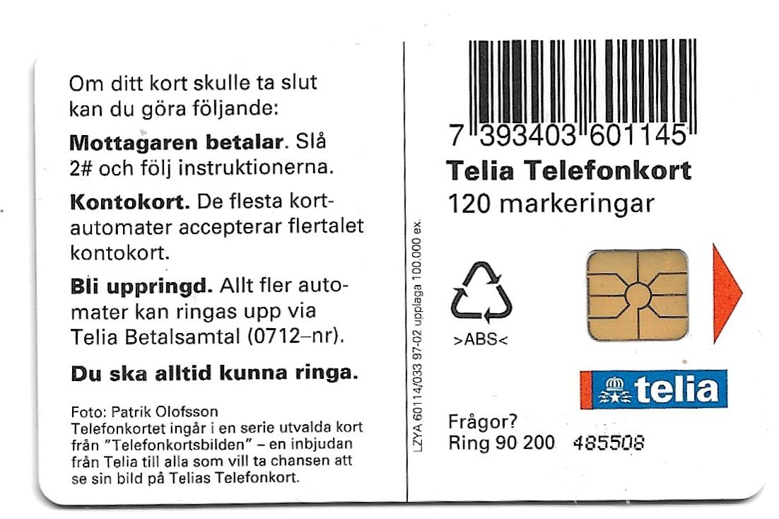 TARJETA TELEFONICA SUECIA 120 UNIDADES ANIMALES 1997