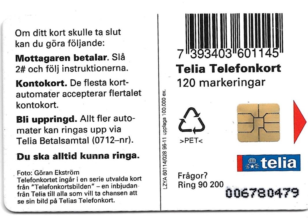 TARJETA TELEFONICA SUECIA 120 UNIDADES PAISAJE 1996