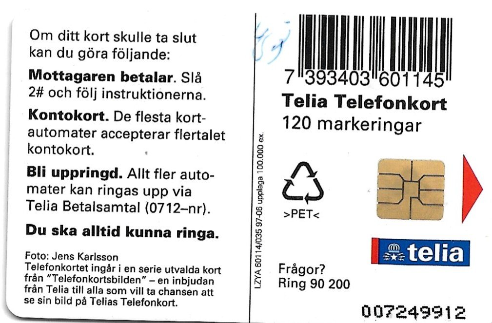 TARJETA TELEFONICA SUECIA 120 UNIDADES FLORA 1997