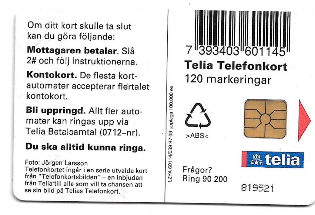TARJETA TELEFONICA SUECIA 120 UNIDADES ANIMALES 1997