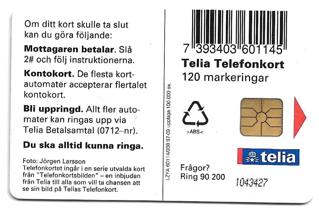 TARJETA TELEFONICA SUECIA 120 UNIDADES ANIMALES 1997