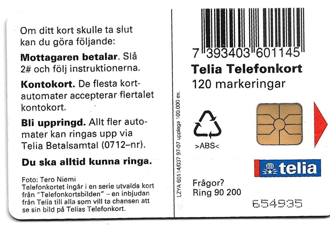 TARJETA TELEFONICA SUECIA 120 UNIDADES ANIMALES 1997