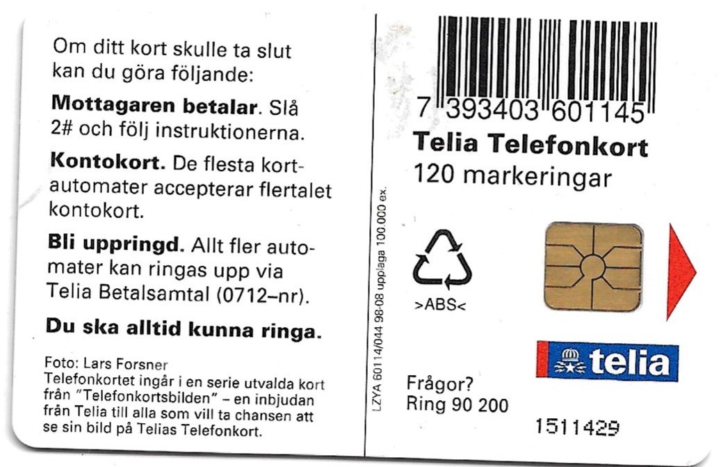 TARJETA TELEFONICA SUECIA 120 UNIDADES PAISAJE 1998