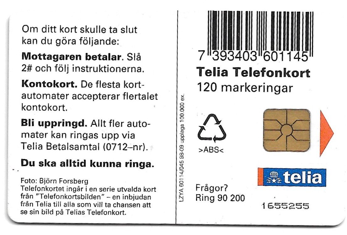 TARJETA TELEFONICA SUECIA 120 UNIDADES PAISAJE 1998
