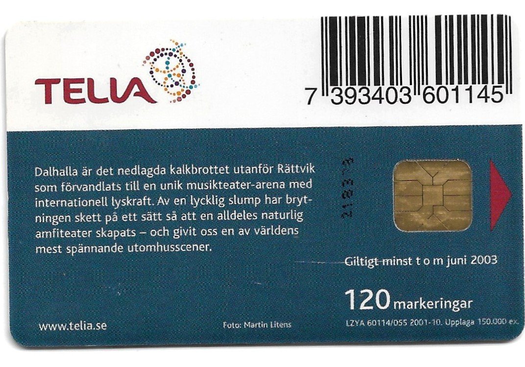 TARJETA TELEFONICA SUECIA 120 UNIDADES PAISAJE 2001