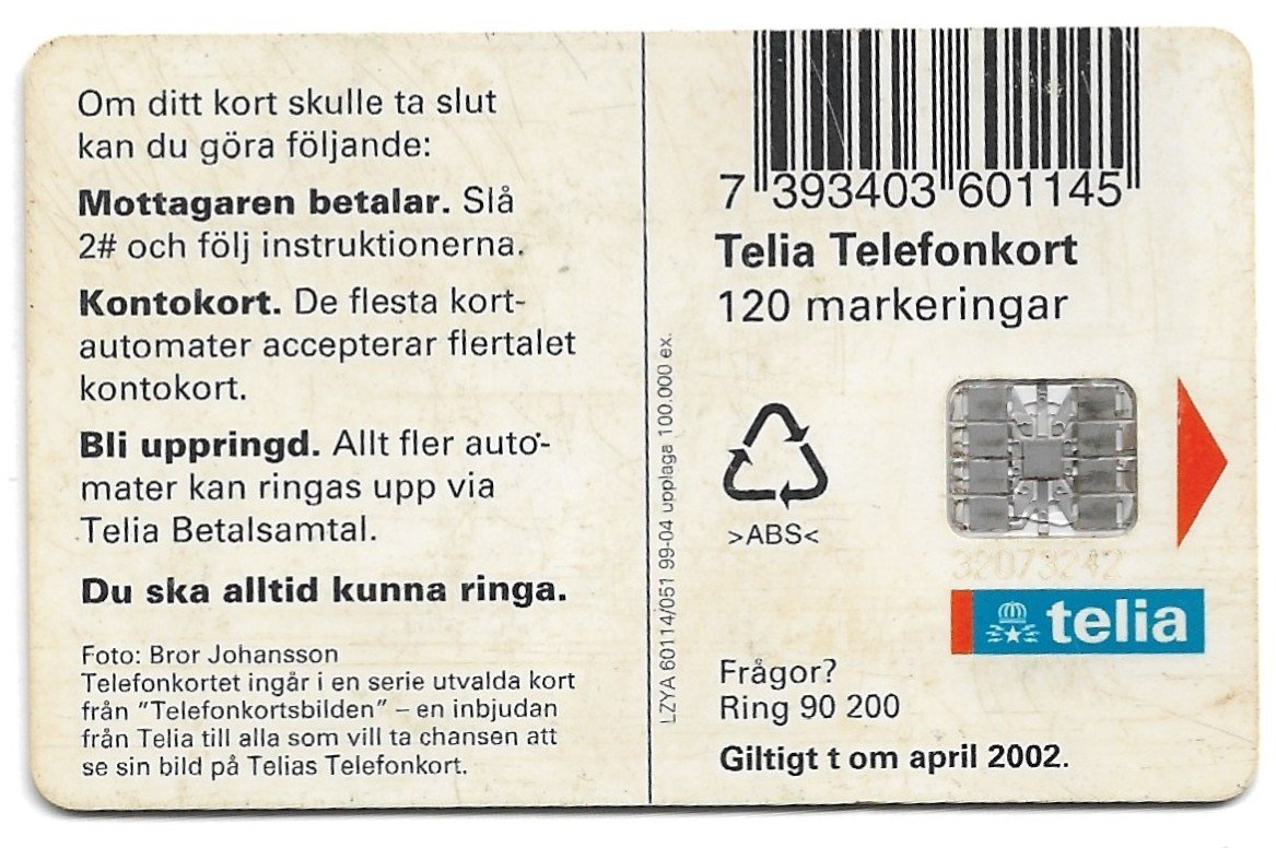 TARJETA TELEFONICA SUECIA 120 UNIDADES PUBLICIDAD 1999