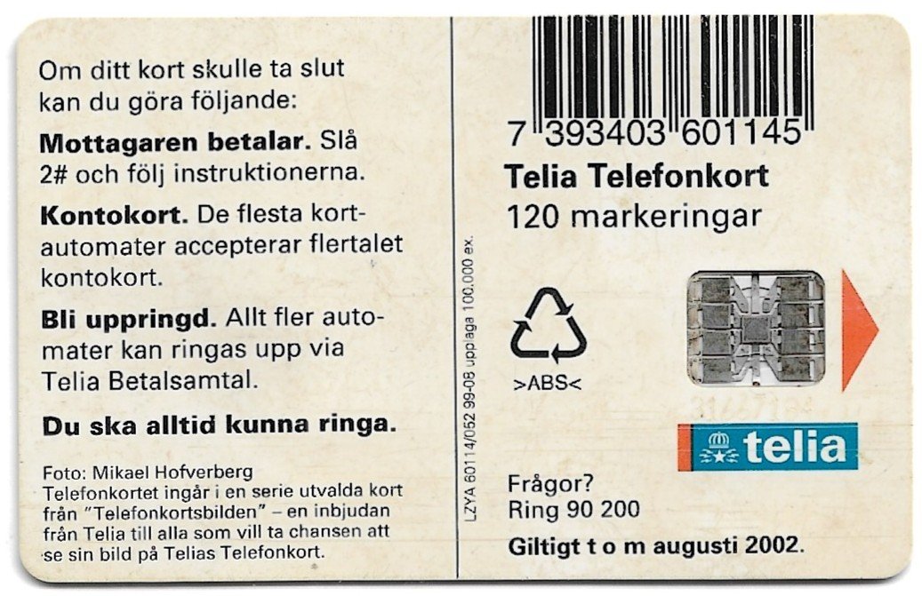 TARJETA TELEFONICA SUECIA 120 UNIDADES FAUNA 1999