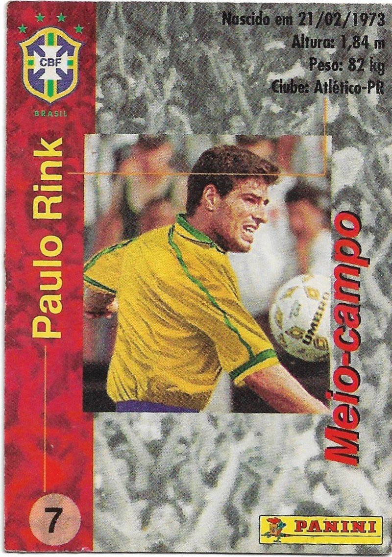 TARJETA PANIFICADOS PANINI Y COCA COLA N°7 PAULO RINK