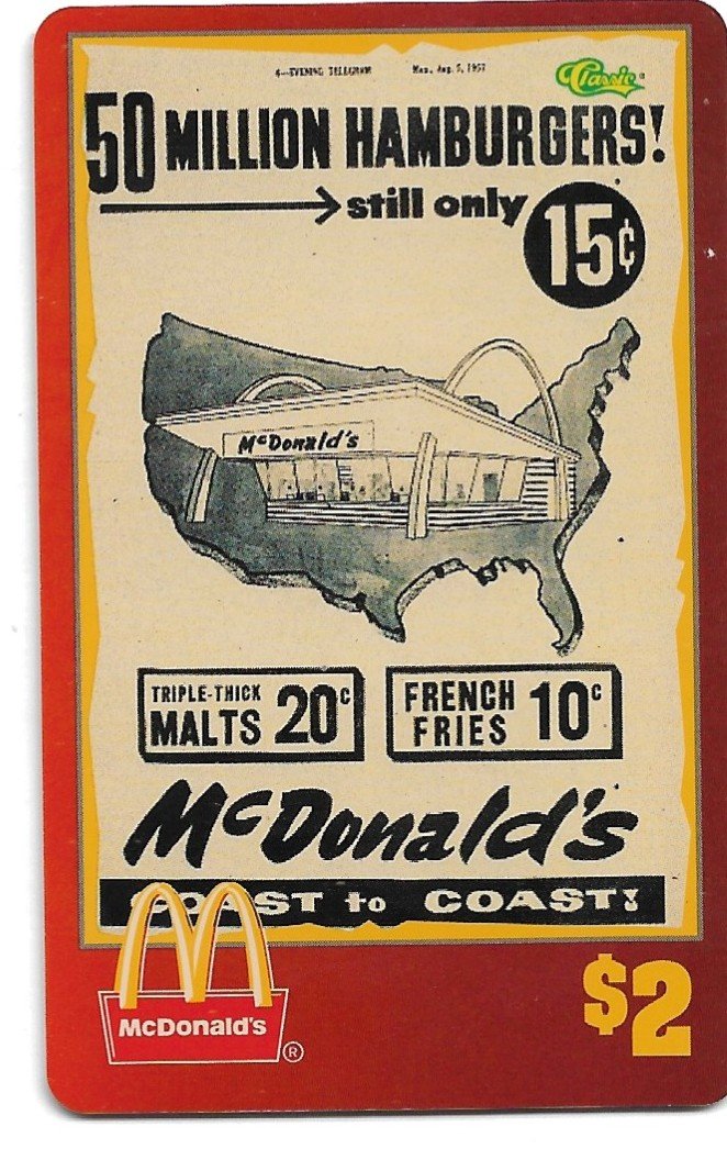 TARJETA TELEFONICA PREPAGA EDICIÓN MCDONALD ´S $2