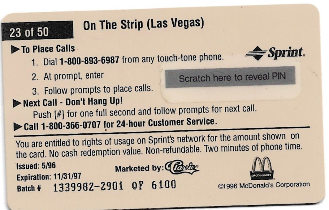 TARJETA TELEFONICA PREPAGA EDICIÓN MCDONALD ´S $2