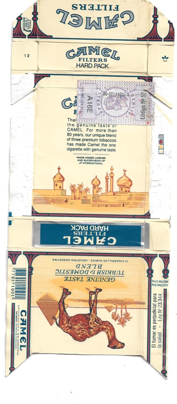 MARQUILLA CAMEL 10 CIGARRILLOS INDUSTRIA ARGENTINA BOX