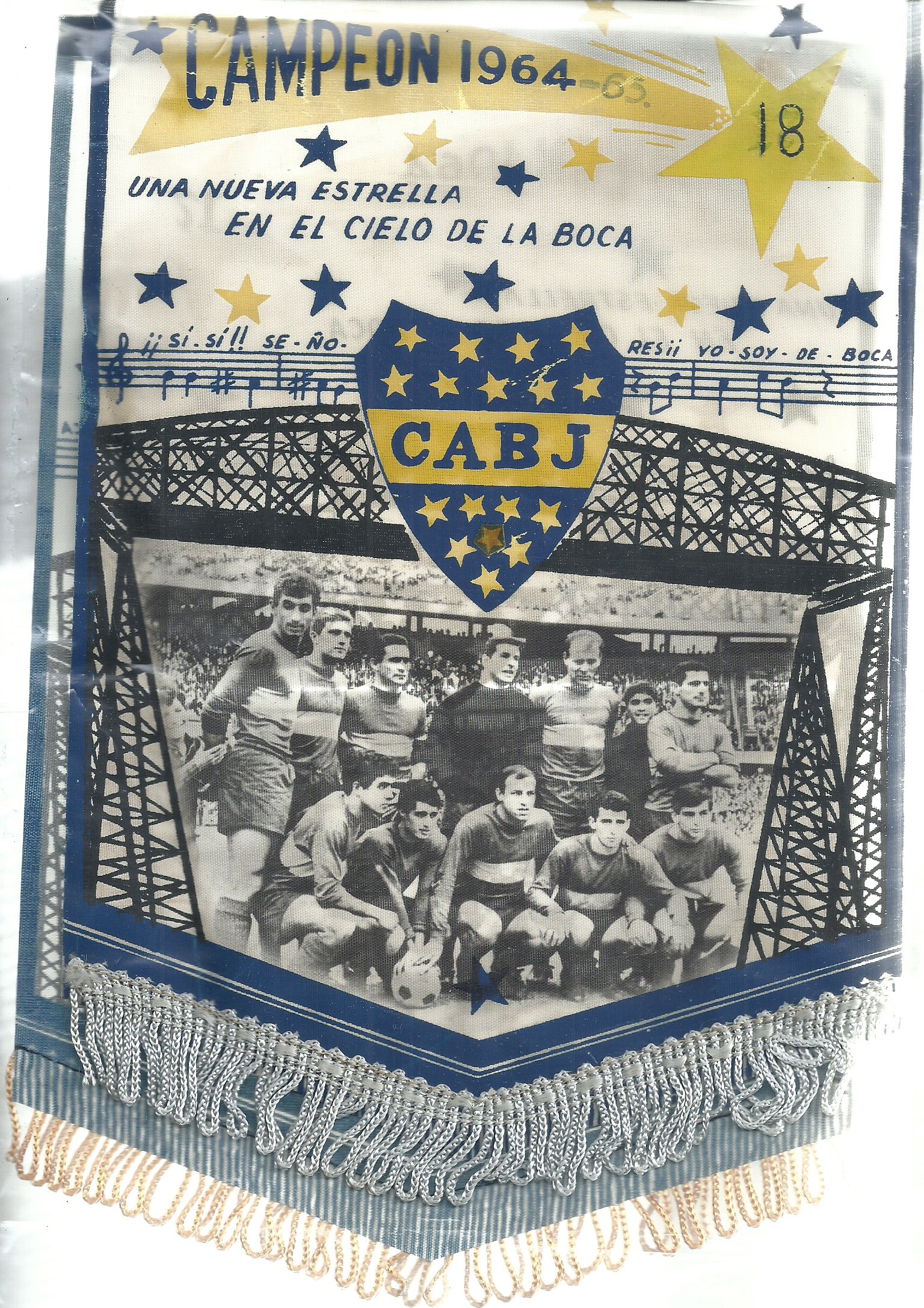 BANDERIN DE BOCA JUNIOR CAMPEON 1964