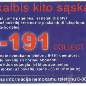 TARJETA TELEFONICA LITUANIA 50 UNIDADES PUBLICIDAD