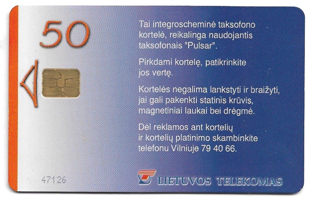 TARJETA TELEFONICA LITUANIA 50 UNIDADES SKATMENINIU