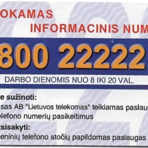 TARJETA TELEFONICA LITUANIA 50 UNIDADES PUBLICIDAD