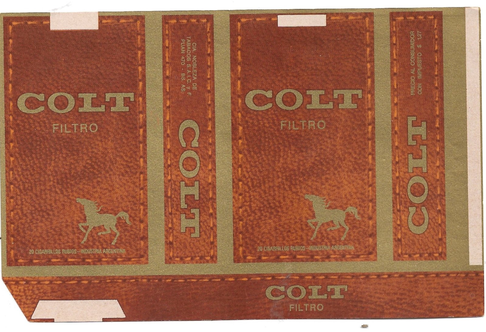 MARQUILLA COLT 20 CIGARRILLOS INDUSTRIA ARGENTINA SOFT