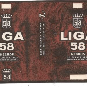 MARQUILLA DE CIGARRILLOS LIGA 58 20 CIGARRILLOS INDUSTRIA ARGENTINA SOFT