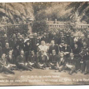 POSTAL 40. S . A . R. LA IA INFANTA ISABEL RODEADA DE LOS DELAGADOS ESPAÑOLES