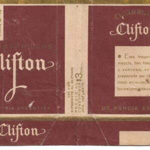 MARQUILLA CLIFTON 20 CIGARRILLOS INDUSTRIA ARGENTINA SOFT