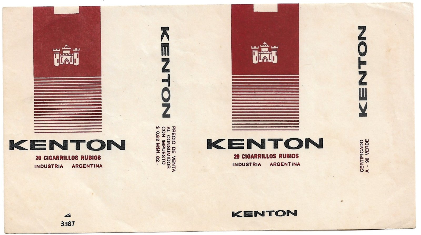 MARQUILLA DE CIGARRILLOS KENTON INDUSTRIA ARGENTINA SOFT