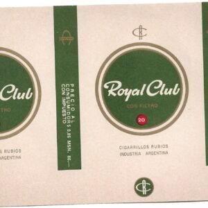 MARQUILLA DE CIGARRILLOS ROYAL CLUB 20 INDUSTRIA ARGENTINA SOFT